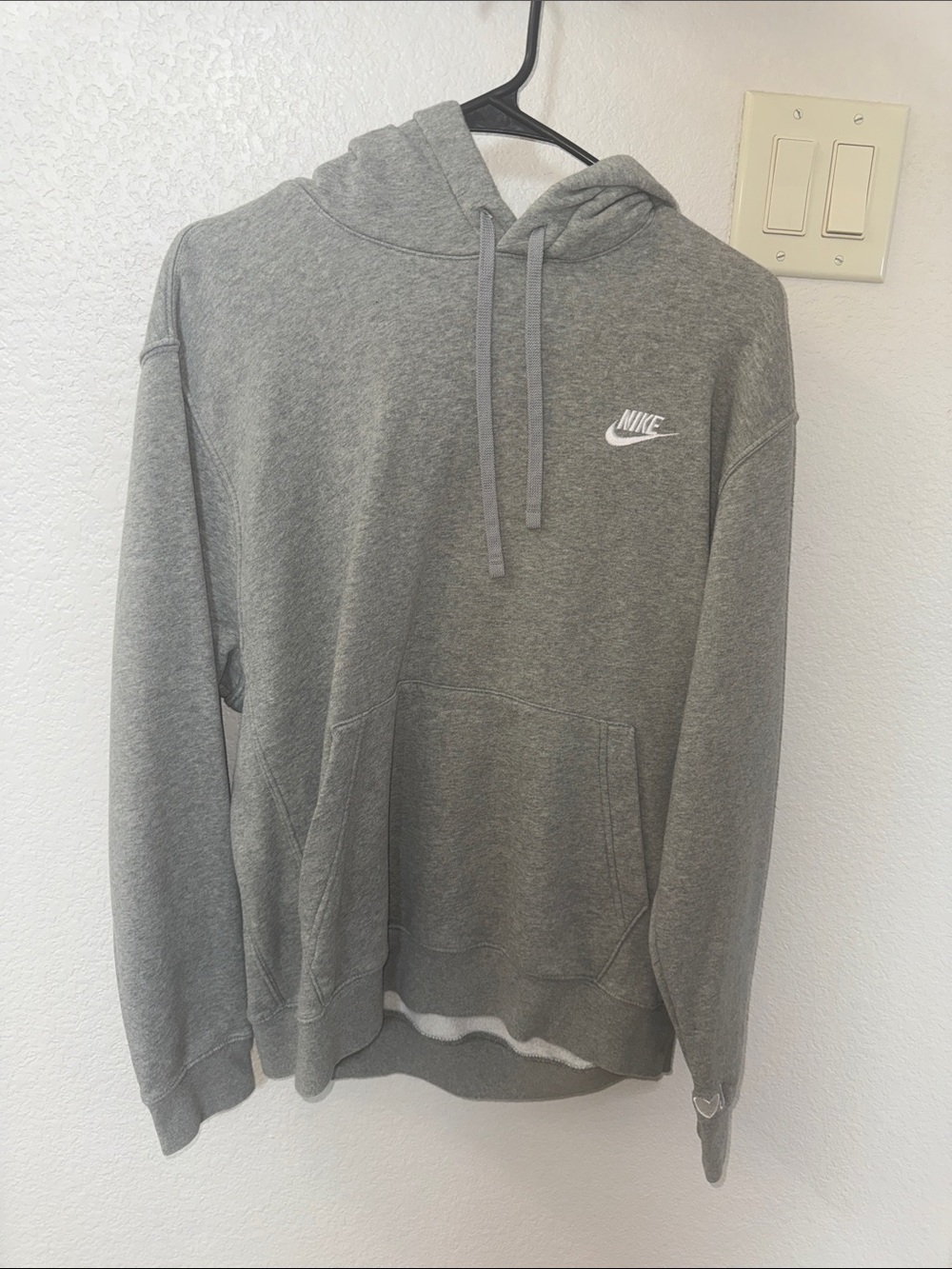 Nike Men's Gray Hoodie with White Swoosh - Custom Embroidered Letter “J” W/Heart